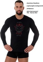 Brubeck Outdoorkleding Shirt Heren - Naadloos Lichtgewicht AirBalance Shirt met Merino Wol - Lange Mouw - Zwart L