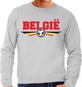 Belgie landen / voetbal sweater met wapen in de kleuren van de Belgische vlag - grijs - heren - Belgie landen trui / kleding - EK / WK / voetbal sweater XL