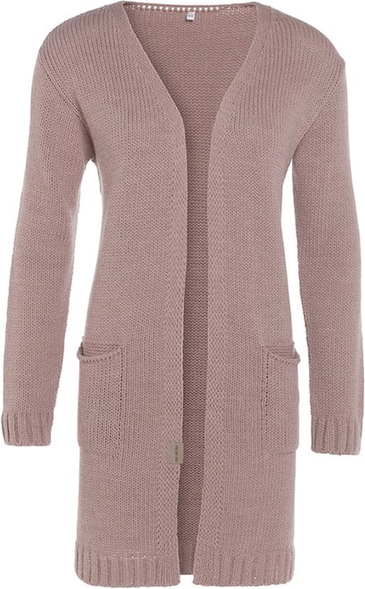 Knit Factory Ruby Gebreid Dames Vest - Oud Roze - 40/42 - Met steekzakken