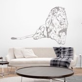 Muursticker Leeuw -  Zilver -  120 x 81 cm  -  slaapkamer  woonkamer  dieren - Muursticker4Sale