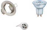 LED Spot Set - OSRAM Parathom PAR16 930 36D - GU10 Fitting - Dimbaar - Inbouw Rond - Mat Nikkel - 5.5W - Warm Wit 3000K - Kantelbaar Ø83mm - BSE