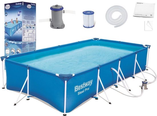 Bestway zwembad rechthoek - Opzetzwembad met filterpomp - 400x211x81 cm |  bol.com