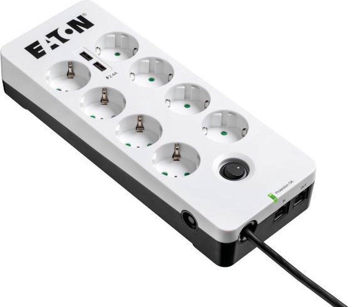Eaton PB8TUD Overspanningsbeveiliging 8 AC-uitgang(en) 220-250 V Zwart, Wit