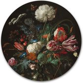 Ronde muursticker Vaas met Bloemen - WallCatcher | Jan Davidsz. de Heem | 40 cm behangsticker wandcirkel