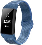 Nylon Smartwatch bandje - Geschikt voor  Fitbit Charge 4 nylon band - blauw - Horlogeband / Polsband / Armband