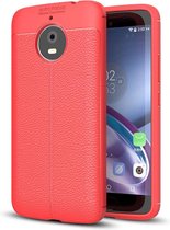 Voor Motorola Moto E4 Plus (EU-versie) Litchi Texture Design Soft TPU Anti-skip beschermhoes achterkant van de behuizing (rood)