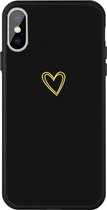 Voor iPhone XS / X Golden Love-heart Pattern Colorful Frosted TPU Phone beschermhoes (zwart)