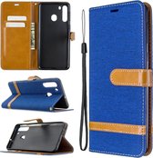Voor Galaxy A21 Kleuraanpassing Denim Texture Horizontaal Flip Leren Case met Houder & Kaartsleuven & Portemonnee & Lanyard (Royal Blue)
