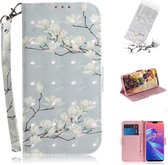 3D gekleurde tekening Magnolia patroon horizontale flip lederen tas voor Asus Zenfone Max Pro (M2) ZB631KL, met houder en kaartsleuven en portemonnee