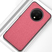 Voor OnePlus 7T schokbestendige stoffen textuur PC + TPU beschermhoes (roze)