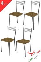 Tommychairs Elegance - Eetkamerstoelen - Set van 4 - Aluminium - Rotan