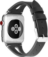 SmartphoneClip® Leer double zwart Bandje geschikt voor Apple Watch 42mm, 44mm, 45mm, en 49 mm (alle generaties)