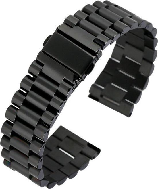 | Horlogeband - Metaal Schakel - 20mm - zwart