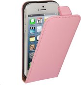 Economic Durable echt lederen Vertical Flip hoesje voor iPhone 5 & 5S (roze)