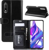 Huawei P Smart Pro Book Case Wallet Hoesje Kunst leer Zwart