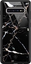 Samsung S10 hoesje glass - Marmer zwart | Samsung Galaxy S10 case | Hardcase backcover zwart