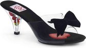Pin Up Couture - BELLE-301BOW Muiltjes met hak - US 8 - 38 Shoes - Zwart/Transparant