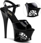 Pleaser Sandaal met enkelband, Paaldans schoenen -41 Shoes- MOON-709SK Paaldans schoenen Zwart