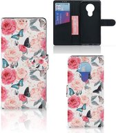 Smartphone Hoesje Nokia 5.3 Flipcase Cadeautjes voor Moederdag Butterfly Roses