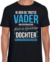 Trotse vader / dochter cadeau t-shirt zwart voor heren S