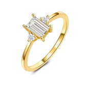 Twice As Nice Ring in 18kt verguld zilver, baguette zirkonia, 2 kleine zirkonia  56