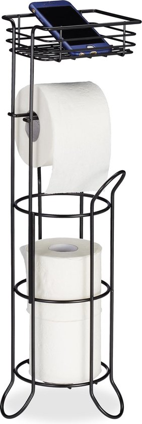 Relaxdays wc rolhouder staand - toiletrolhouder - toilet papierhouder -  vrijstaand - bakje | bol.com