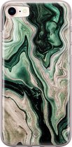iPhone 8/7 hoesje siliconen - Groen marmer / Marble | Apple iPhone 8 case | TPU backcover transparant