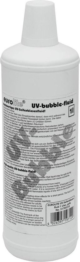 Foto: Bellenblaas navulling eurolite uv geel vloeistof bellenblaasvloeistof bellenvloeistof bubbelvloeistof bubble liquid refill bellen blaas 1 liter