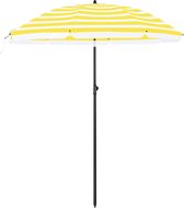 Stick Parasol, diamètre 160 cm, parasol de jardin rond / octogonal en polyester, inclinable, avec sac de transport - Rayures Wit et jaunes