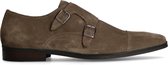 Manfield - Heren - Taupe suède gespschoenen - Maat 45