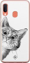 Samsung A20e hoesje siliconen - Peekaboo | Samsung Galaxy A20e case | groen | TPU backcover transparant