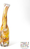 Design bottle Bended - Fidrio MUSTARD - glas, mondgeblazen - hoogte 40 cm
