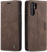 CaseMe - Hoesje geschikt voor Huawei P30 Pro - Wallet Book Case - Magneetsluiting - Donker Bruin