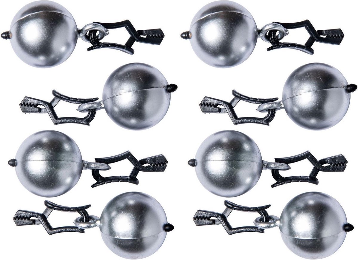 8x Tafelkleedgewichtjes zilveren kogels/ballen 3 cm - Tuin tafelzeil/tafelkleed gewichtjes kogels - Tafelkleedverzwaarders - Tafelkleen op zijn plaats houden - Merkloos