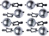 8x Tafelkleedgewichtjes zilveren kogels/ballen 3 cm - Tuin tafelzeil/tafelkleed gewichtjes kogels - Tafelkleedverzwaarders - Tafelkleen op zijn plaats houden