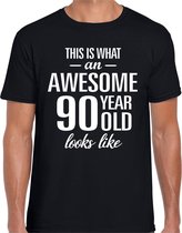 Awesome 90 year - geweldig 90 jaar cadeau t-shirt zwart heren -  Verjaardag cadeau S