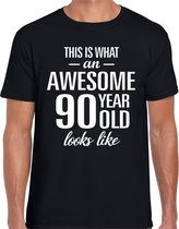 Awesome 90 year / 90 jaar cadeau t-shirt zwart heren S