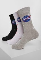 Urban Classics NASA Sokken -35/38- NASA Insignia 3-Pack Zwart/Grijs