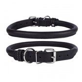 Rolled Leather Dog Collar - COLLAR SOFT - black or brown-Black-S