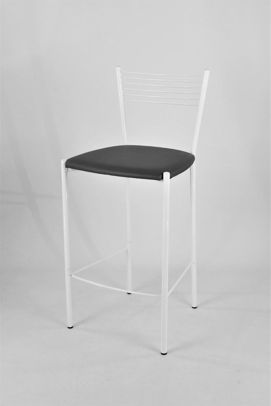 Tommychairs Elegance - Eetkamerstoelen - Set van 2 - Wit & Donkergrijs - Kunstleer & Metaal