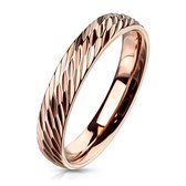 Ring Dames - Ringen Dames - Ringen Vrouwen - Ringen Mannen - Goudkleurig - Rosé Gouden Kleur - Ring - Ring met Streepjespatroon - Yarrow