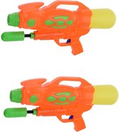 2x Waterpistolen/waterpistool wit van 47 cm met pomp kinderspeelgoed - waterspeelgoed van kunststof - waterpistolen met pomp