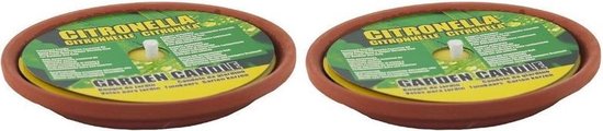 2x stuks anti muggen Citronella kaarsjes in brede schaal - Geurkaarsen met 3 branduren - Anti-muggen kaarsen