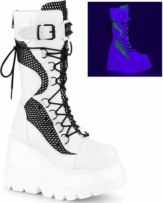 Demonia Bottes femmes -36 Chaussures- SHAKER-70 US 6 Wit/ Zwart