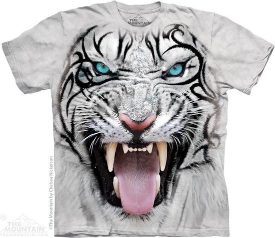 T-shirt Big Face Tribal White Tiger XXL