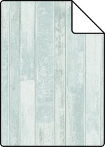Proefstaal ESTAhome behang vintage sloophout planken vergrijsd turquoise - 128837 - 26,5 x 21 cm