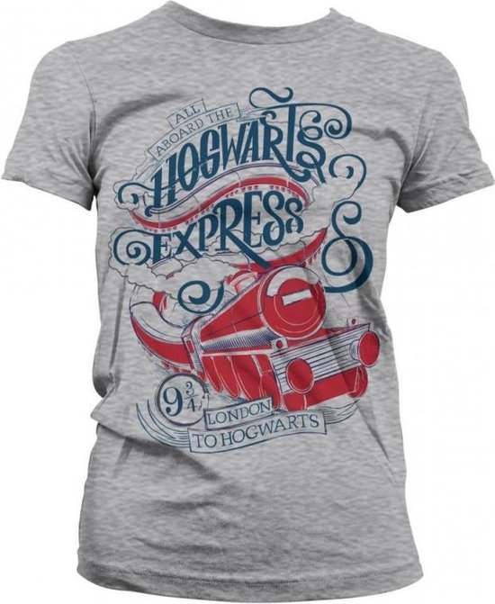 Harry Potter Dames Tshirt -S- All Aboard The Hogwarts Express Grijs