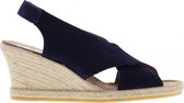 Tango | Vanessa 2-a dk blue cross strap wedge espadrille - natural outsole | Maat: 40