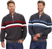 Westfalia Pullover heren met opstaande kraag blauw gestreept maat L