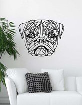 Mopshond Geometrisch Hout 50 x 62 cm Black - Honden - Wanddecoratie